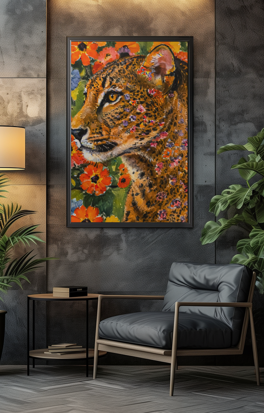 Guépard en fleurs